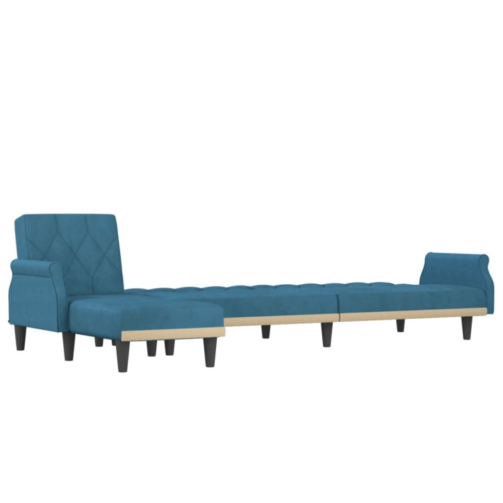 L formos sofa-lova, mėlynos spalvos, 271x140x70cm, aksomas