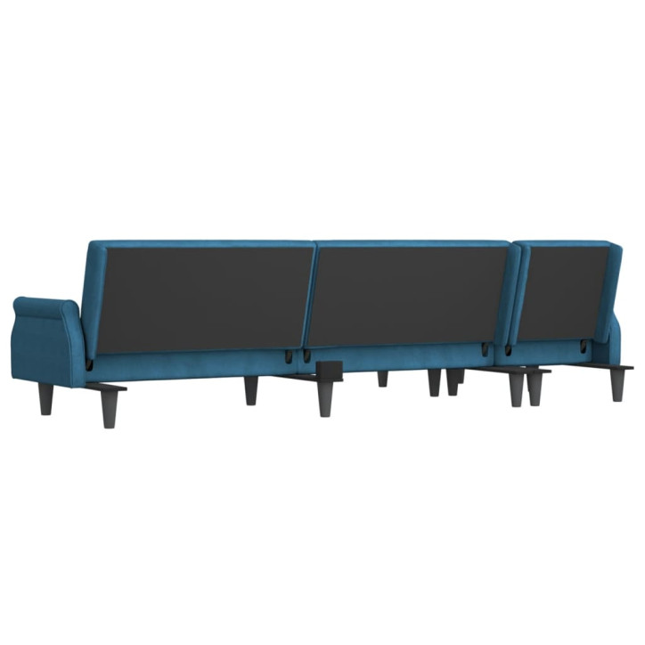 L formos sofa-lova, mėlynos spalvos, 271x140x70cm, aksomas