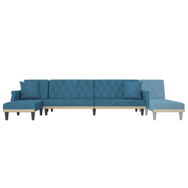 L formos sofa-lova, mėlynos spalvos, 271x140x70cm, aksomas