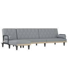 L formos sofa-lova, šviesiai pilka, 260x140x70cm, audinys