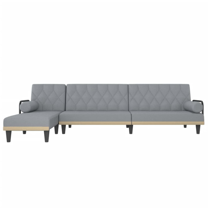 L formos sofa-lova, šviesiai pilka, 260x140x70cm, audinys