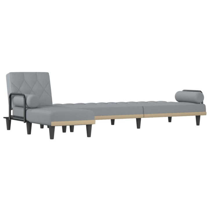 L formos sofa-lova, šviesiai pilka, 260x140x70cm, audinys