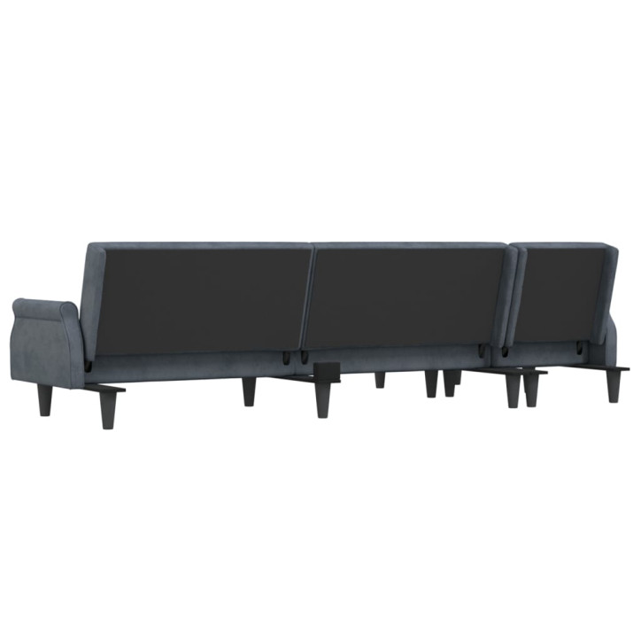 L formos sofa-lova, tamsiai pilka, 271x140x70cm, aksomas