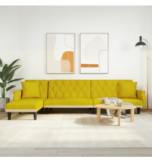 L formos sofa-lova, geltonos spalvos, 271x140x70cm, aksomas