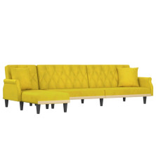 L formos sofa-lova, geltonos spalvos, 271x140x70cm, aksomas