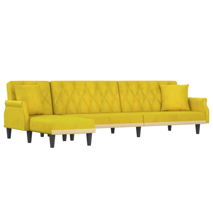 L formos sofa-lova, geltonos spalvos, 271x140x70cm, aksomas