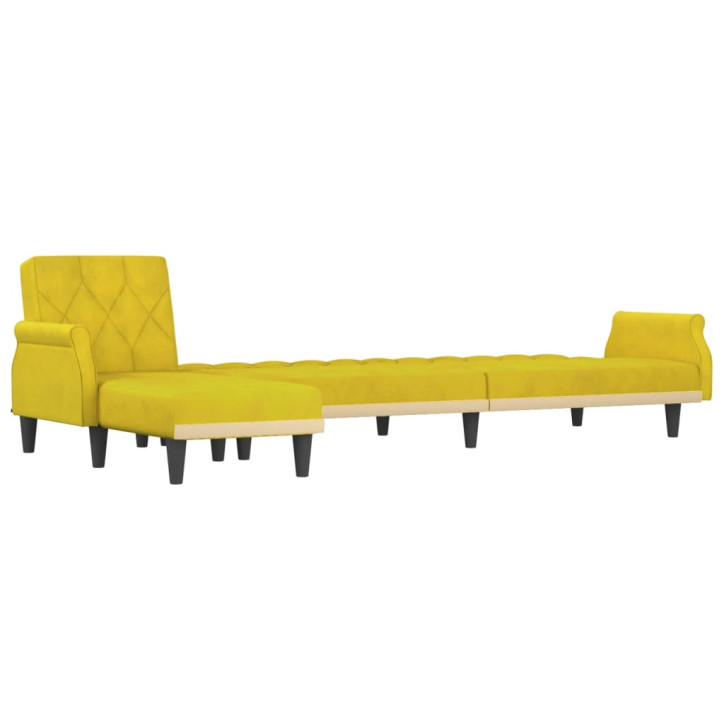 L formos sofa-lova, geltonos spalvos, 271x140x70cm, aksomas