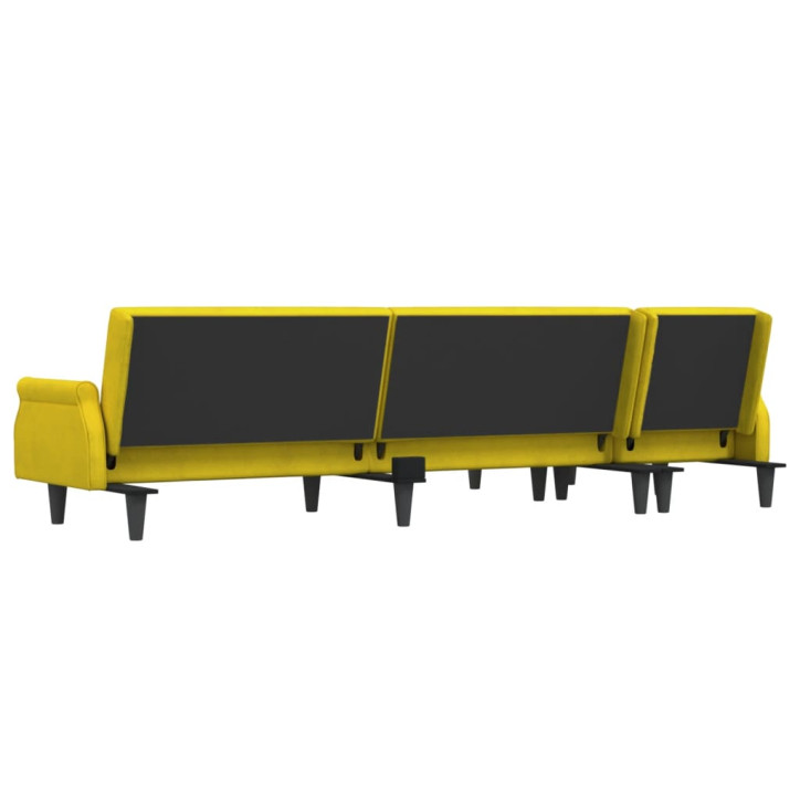 L formos sofa-lova, geltonos spalvos, 271x140x70cm, aksomas