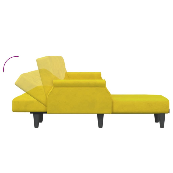 L formos sofa-lova, geltonos spalvos, 271x140x70cm, aksomas