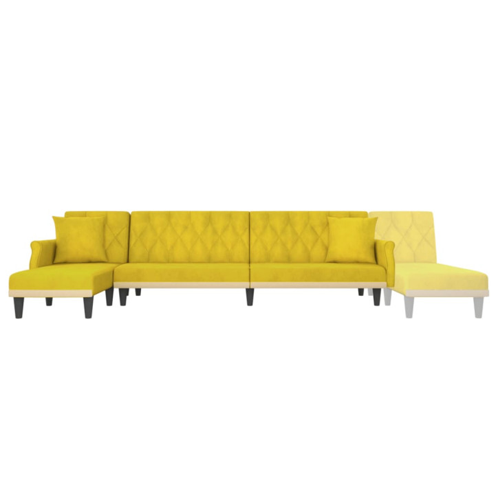 L formos sofa-lova, geltonos spalvos, 271x140x70cm, aksomas