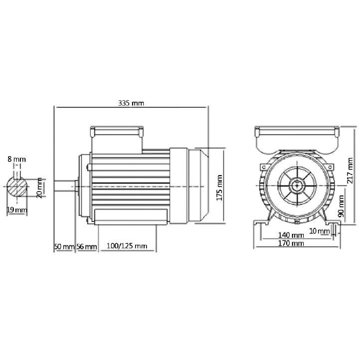 Vienfazis elektros variklis, 1,5kW/2AG, 2 polių, 2800aps./min.