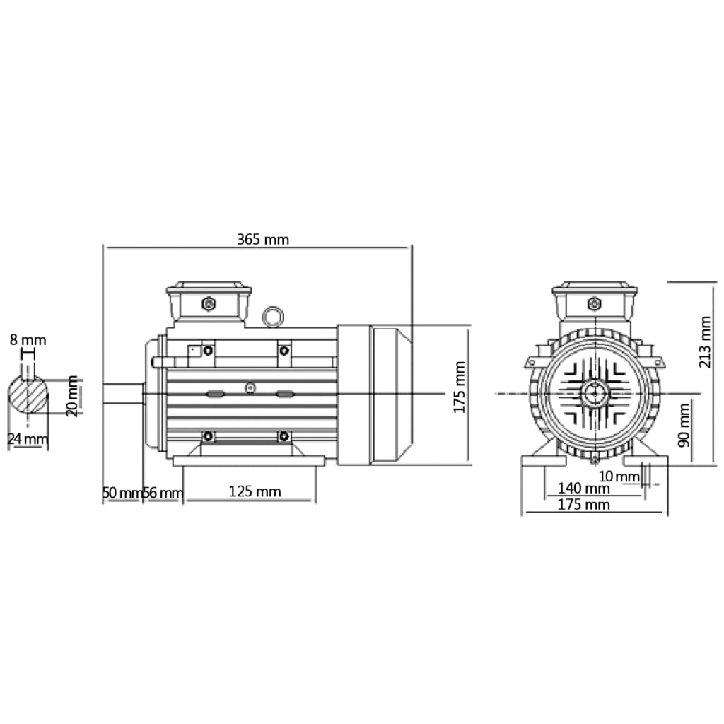 Trifazis elektros variklis, 2,2kW/3AG, 2 polių, 2840aps./min.