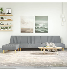 L formos sofa-lova, šviesiai pilka, 255x140x70cm, audinys