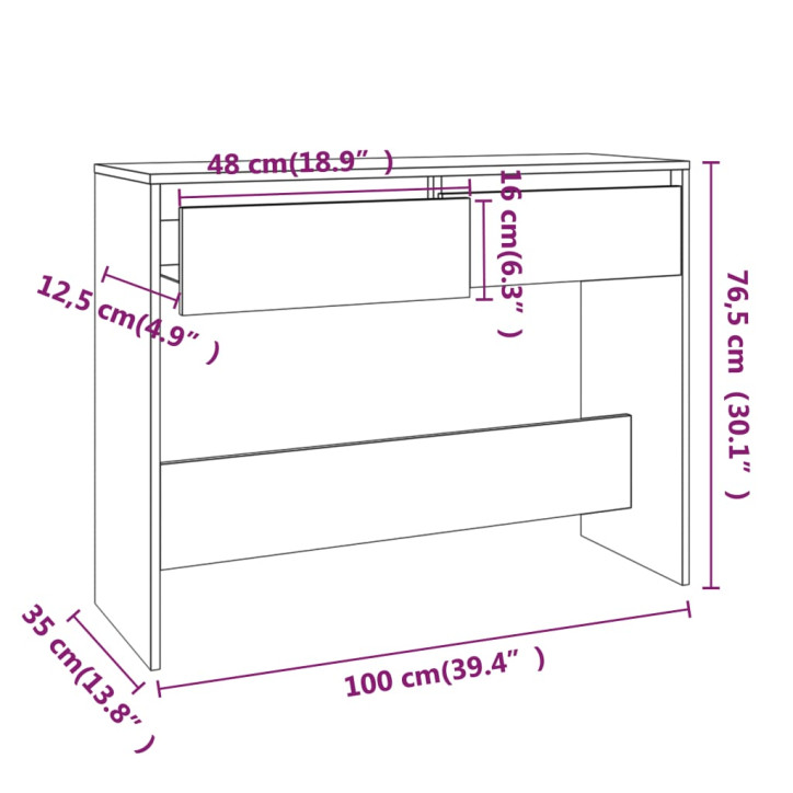 Konsolinis staliukas, juodos spalvos, 100x35x76,5cm, MDP