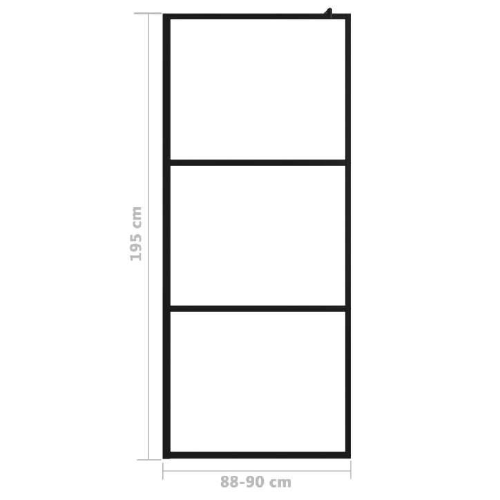 Dušo sienelė su skaidriu ESG stiklu, juodos spalvos, 90x195cm