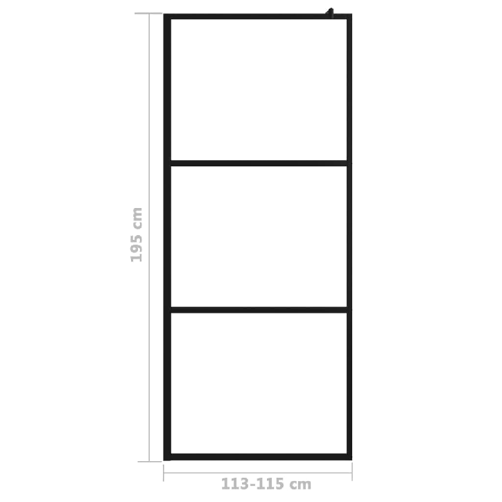 Dušo sienelė su skaidriu ESG stiklu, juodos spalvos, 115x195cm