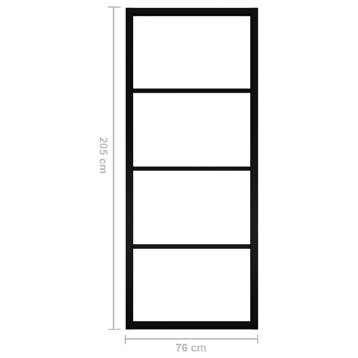 Stumdomos durys, juodos, 76x205cm, aliuminis ir ESG stiklas