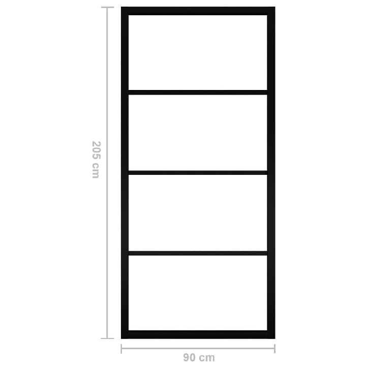 Stumdomos durys, juodos, 90x205cm, aliuminis ir ESG stiklas