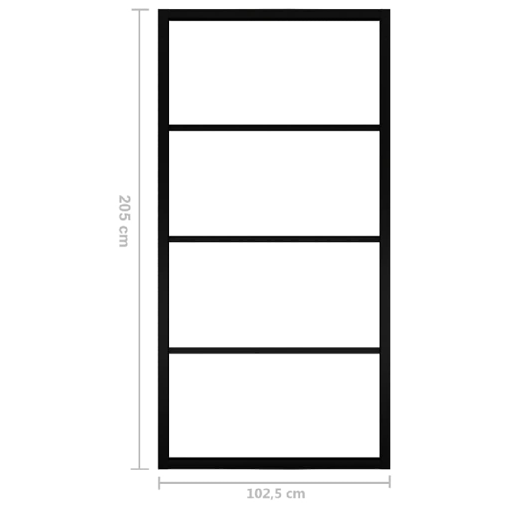 Stumdomos durys, juodos, 102,5x205cm, aliuminis ir ESG stiklas