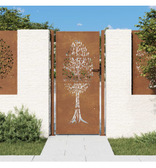 Sodo vartai, 105x205cm, corten plienas, medžio dizaino