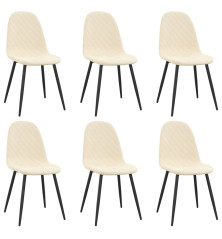 VidaXL Valgomojo kėdės, 6vnt., kreminės baltos spalvos, aksomas