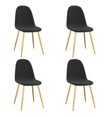 Valgomojo kėdės, 4vnt., juodos spalvos, aksomas