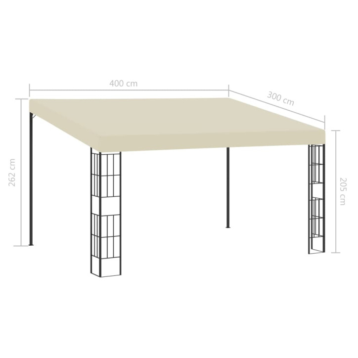 Prie sienos montuojama pavėsinė, kreminė, 3x4m, audinys