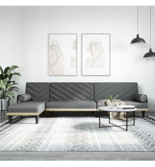 L formos sofa-lova, tamsiai pilka, 260x140x70cm, audinys