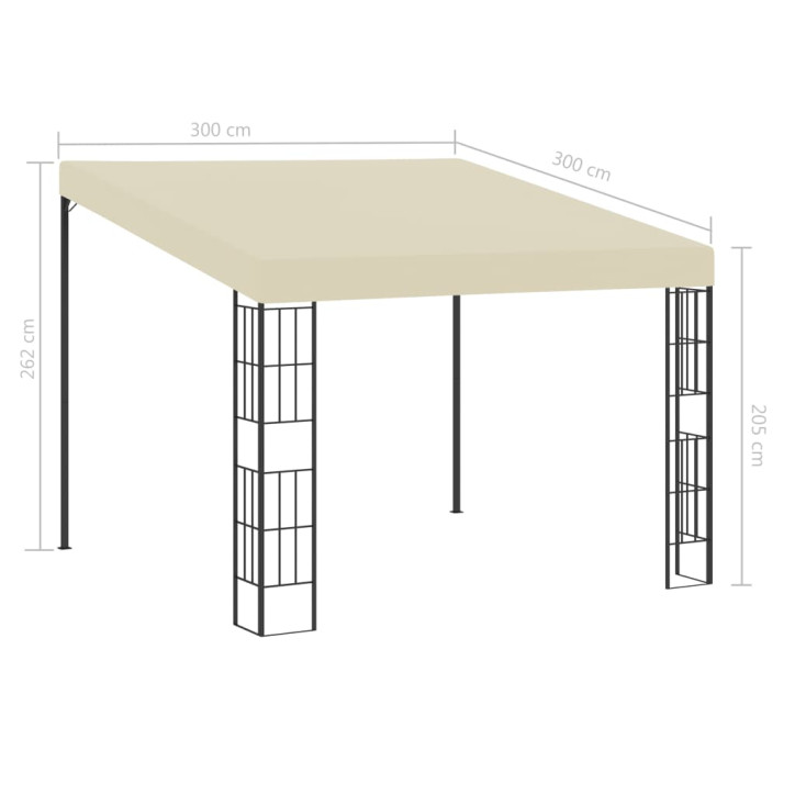 Prie sienos montuojama pavėsinė, kreminė, 3x3m, audinys