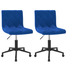 Pasukamos valgomojo kėdės, 2vnt., mėlynos spalvos, aksomas