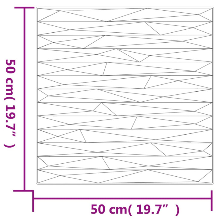 Sienų plokštės, 24vnt., juodos, 50x50cm, EPS, 6m²