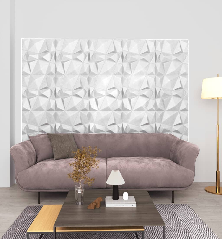 3D sienų plokštės, 24vnt., deimantų baltos, 50x50cm, 6m²