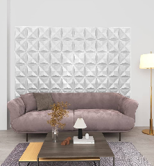 3D sienų plokštės, 48vnt., origami baltos, 50x50cm, 12m²