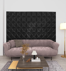 3D sienų plokštės, 24vnt., origami juodos, 50x50cm, 6m²