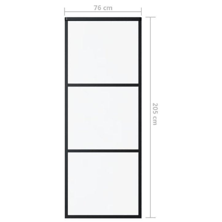 Stumdomos durys, juodos, 76x205cm, ESG stiklas ir aliuminis