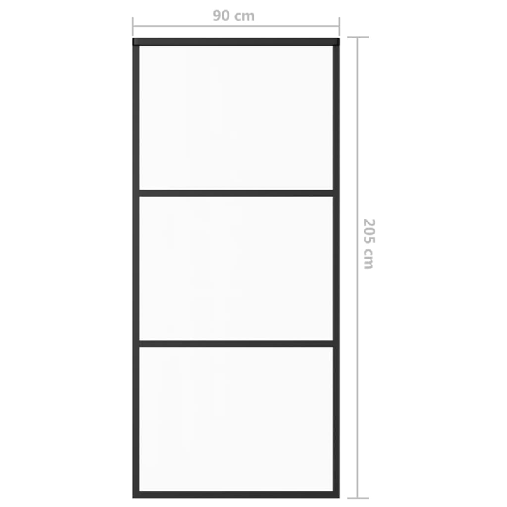 Stumdomos durys, juodos, 90x205cm, ESG stiklas ir aliuminis