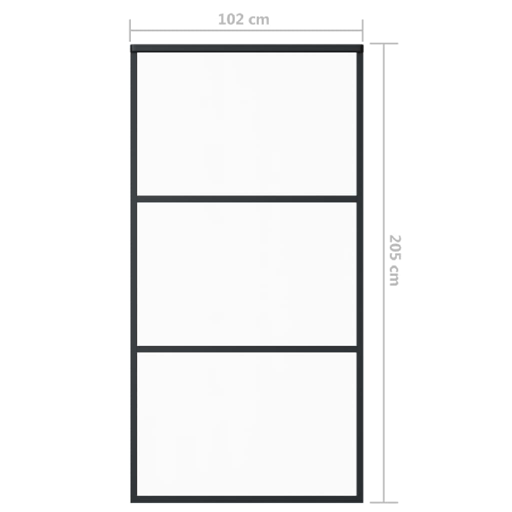 Stumdomos durys, juodos, 102x205cm, ESG stiklas ir aliuminis