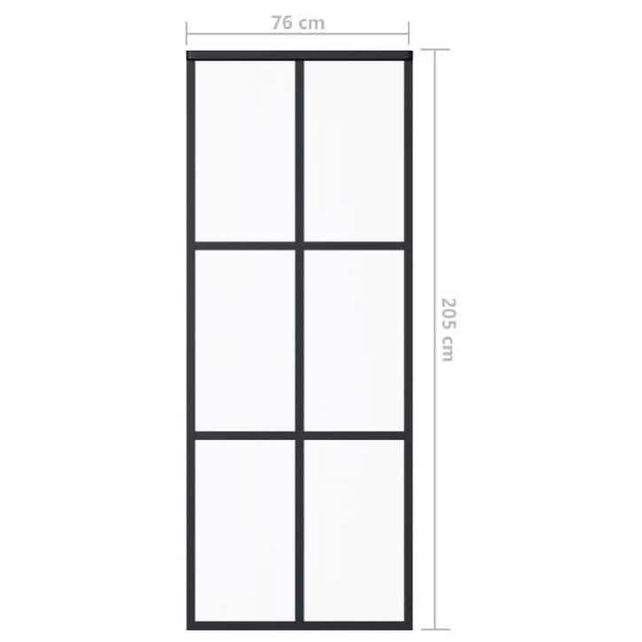 Stumdomos durys, juodos, 76x205cm, ESG stiklas ir aliuminis