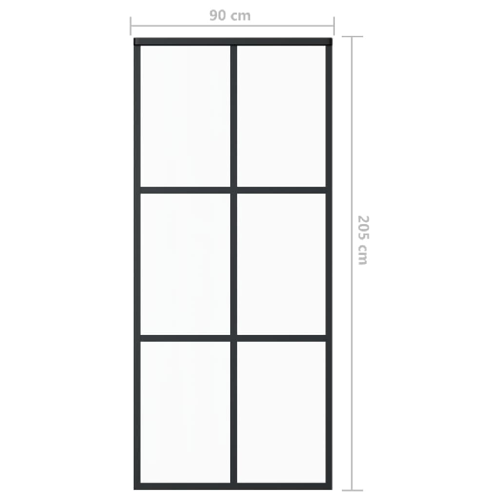 Stumdomos durys, juodos, 90x205cm, ESG stiklas ir aliuminis