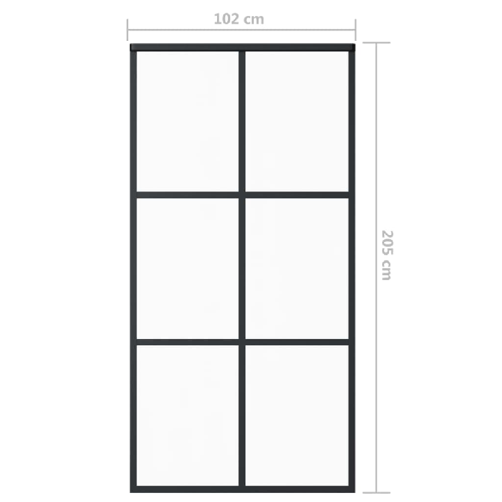 Stumdomos durys, juodos, 102x205cm, ESG stiklas ir aliuminis