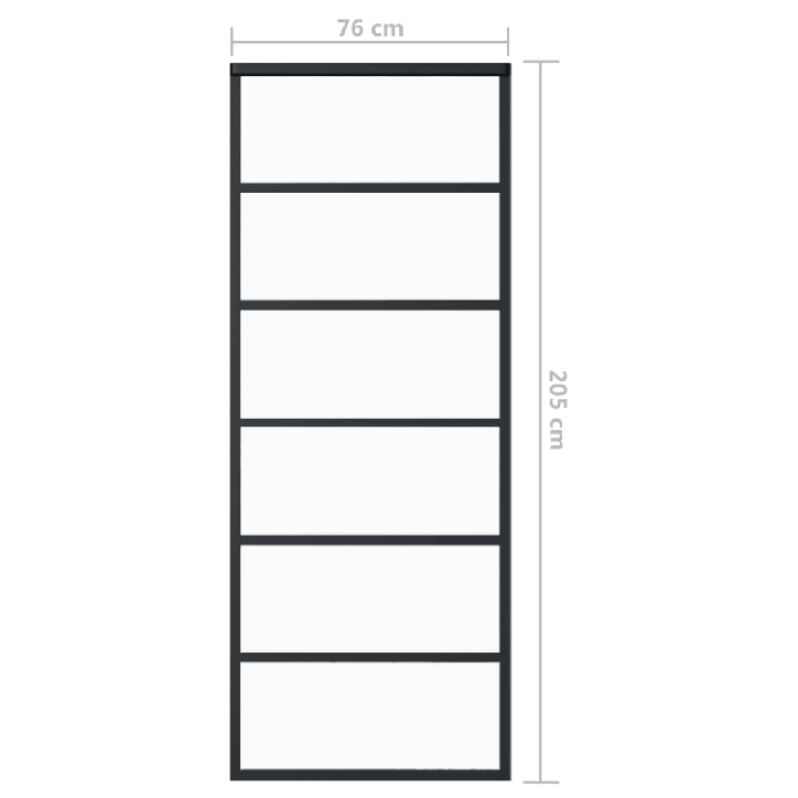 Stumdomos durys, juodos, 76x205cm, ESG stiklas ir aliuminis