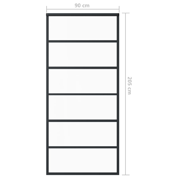 Stumdomos durys, juodos, 90x205cm, ESG stiklas ir aliuminis