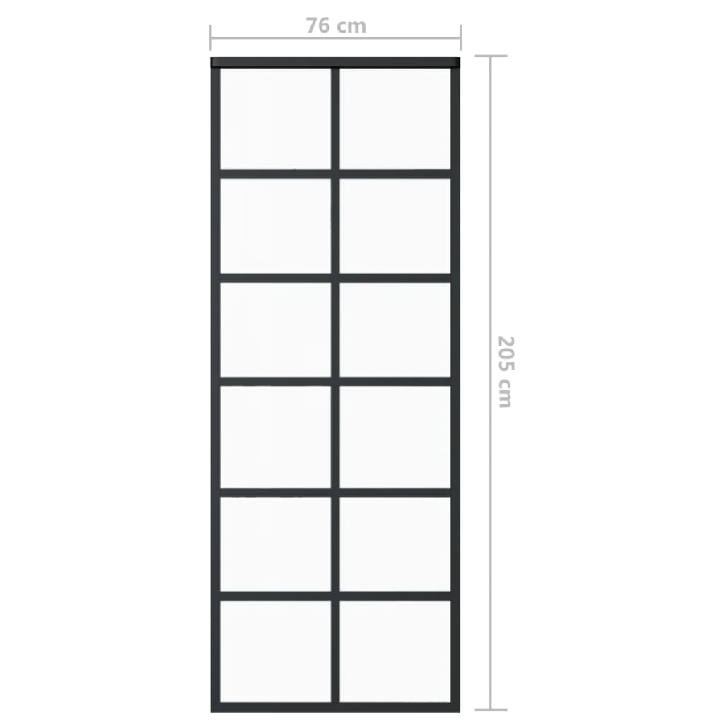 Stumdomos durys, juodos, 76x205cm, ESG stiklas ir aliuminis