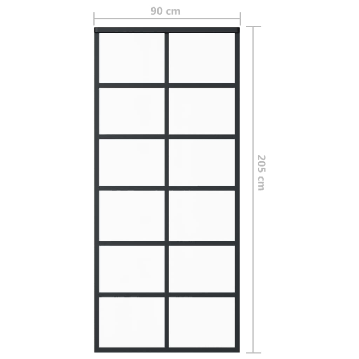 Stumdomos durys, juodos, 90x205cm, ESG stiklas ir aliuminis