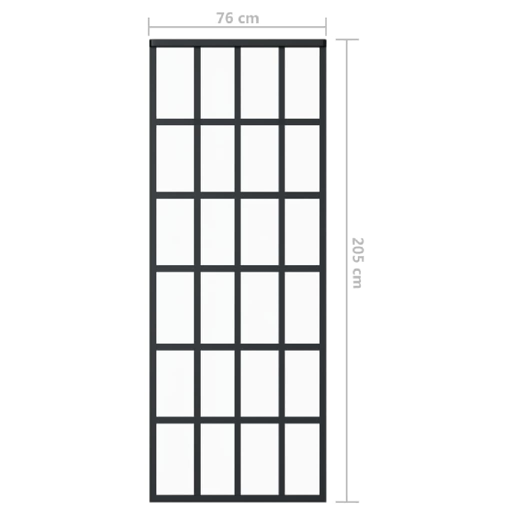 Stumdomos durys, juodos, 76x205cm, ESG stiklas ir aliuminis