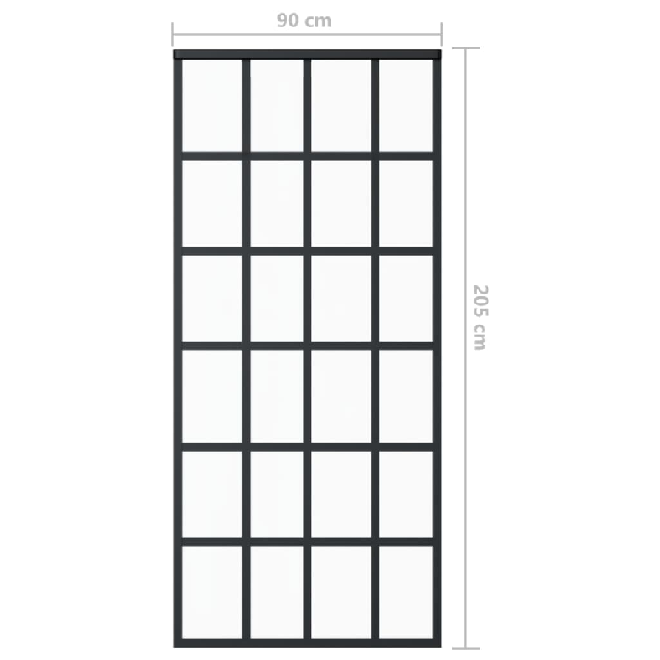 Stumdomos durys, juodos, 90x205cm, ESG stiklas ir aliuminis