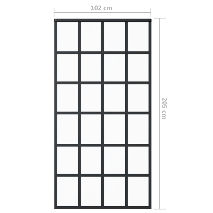 Stumdomos durys, juodos, 102x205cm, ESG stiklas ir aliuminis