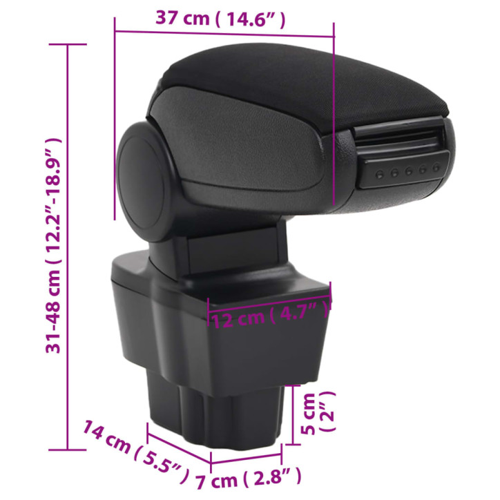 Automobilio porankis, juodos spalvos, 12x37x(31–48)cm, ABS