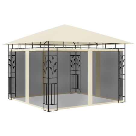 Pavėsinė su tinkleliu nuo uodų, kreminė, 3x3x2,73m, 180g/m²