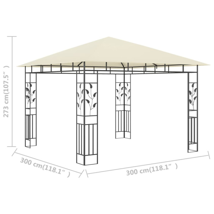 Pavėsinė su tinkleliu nuo uodų, kreminė, 3x3x2,73m, 180g/m²